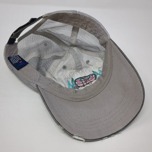 Glamping Hair Don't Care Strapback Trucker Hat Gray OS Distressed Mesh Back Ha - Picture 7 of 9